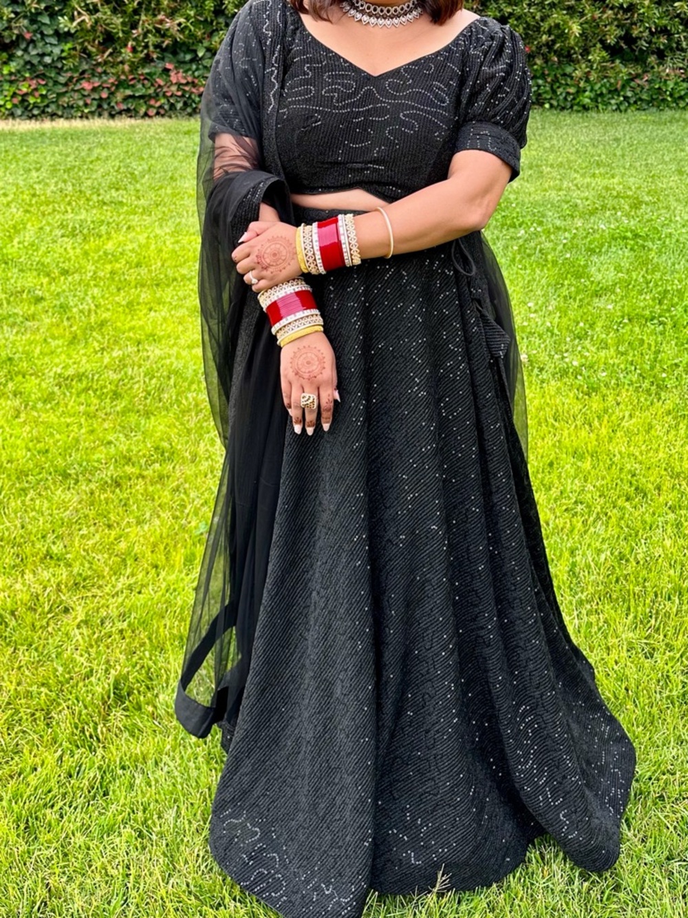 Black Embellished Indian Lehenga Set